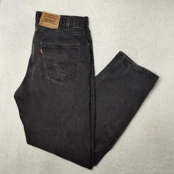 Vintage Levis 550 Jeans Mens 38x32 Black Orange Tab Relaxed 90s Denim USA